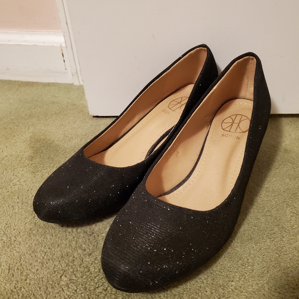Black Glitter Wedges (2 Sized Feet)
